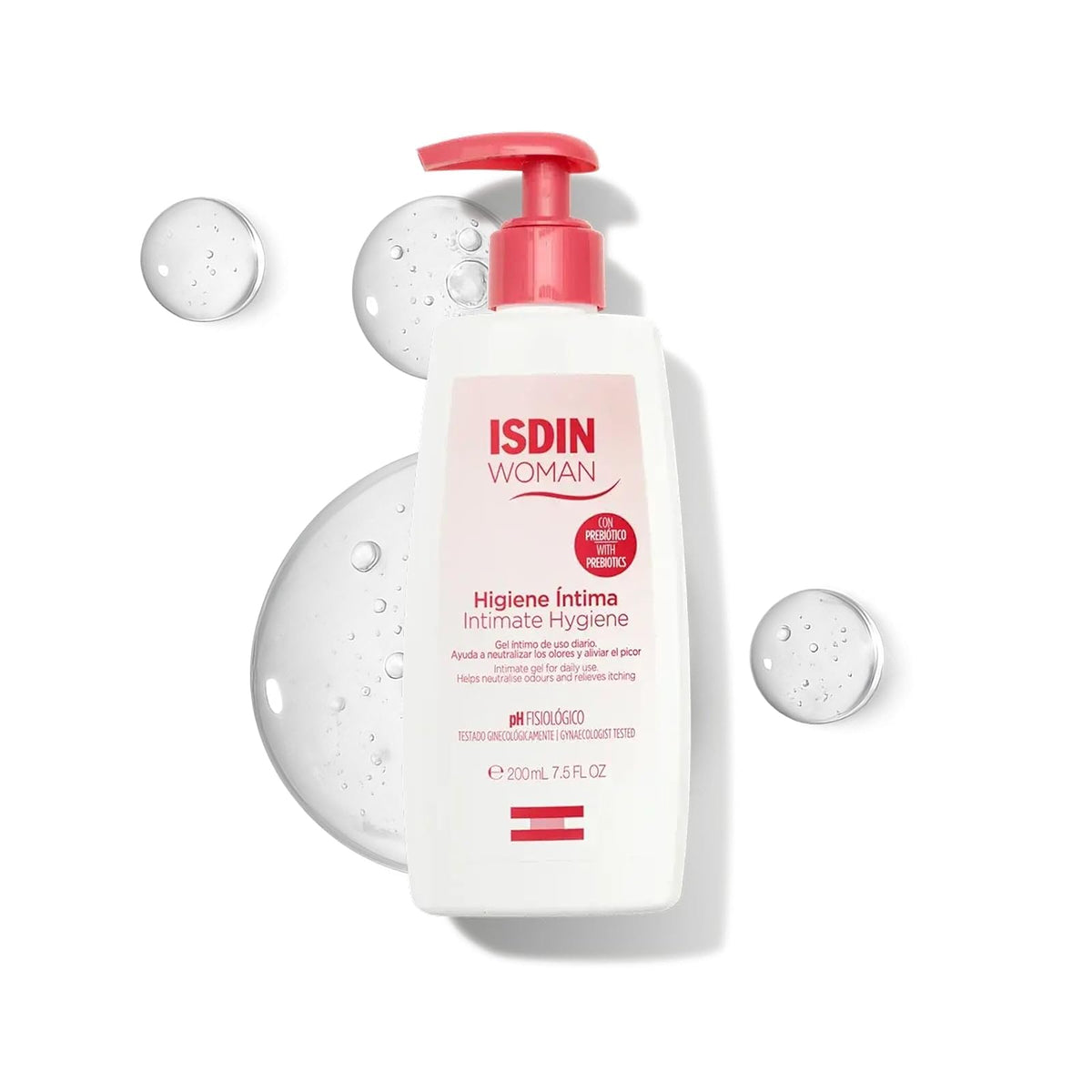 ISDIN Woman Higiene Intima, Gel de baño higiene íntima de uso diario, Ayuda a prevenir y proteger frente a agresiones microbiológicas externas e irritaciones, 200ml