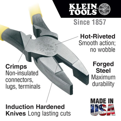 Klein Tools 80086 - Kit de alicates Journeyman, fabricado en Estados Unidos, corte lateral de alto apalancamiento, diagonal, alicates de punta larga para tirar, cortar y engarzar, 6 piezas