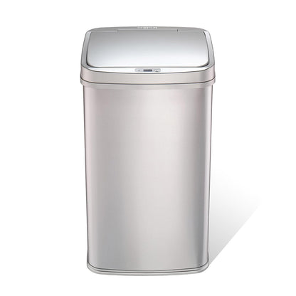 NINESTARS DZT-50-28SL Original Touchless Sensor de Movimiento automático Trach Can, 13 galones SL, Borde Plateado - 13 Gal SL - Borde plateado