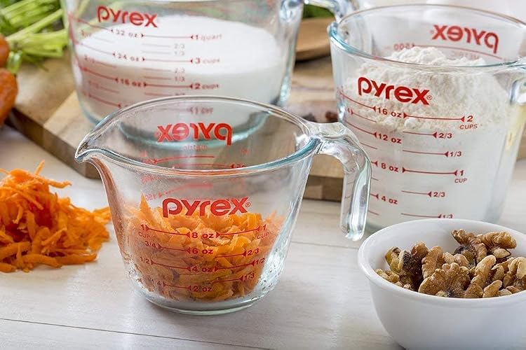Pyrex Essentials - Juego de tazas medidoras de vidrio (2 unidades) | Para preparar, hornear y cocinar, horno precalentado, lavaplatos, congelador y microondas
