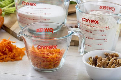 Pyrex Essentials - Juego de tazas medidoras de vidrio (2 unidades) | Para preparar, hornear y cocinar, horno precalentado, lavaplatos, congelador y microondas