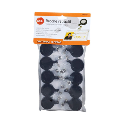 GBC Broche para Gafete Retráctil Tipo Yoyo, Paquete de 10 Pz.