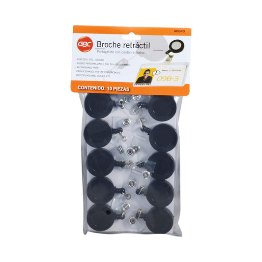 GBC Broche para Gafete Retráctil Tipo Yoyo, Paquete de 10 Pz.