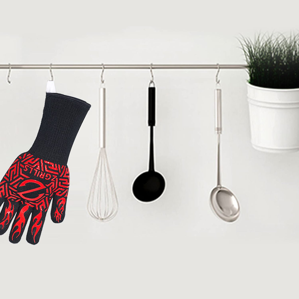 Z GRILLS Guantes de parrilla para barbacoa de 1880 °F, resistentes al calor, guantes de silicona resistentes al calor, guantes para ahumar, tamaño universal para barbacoa, hornear, freír, soldar, cortar