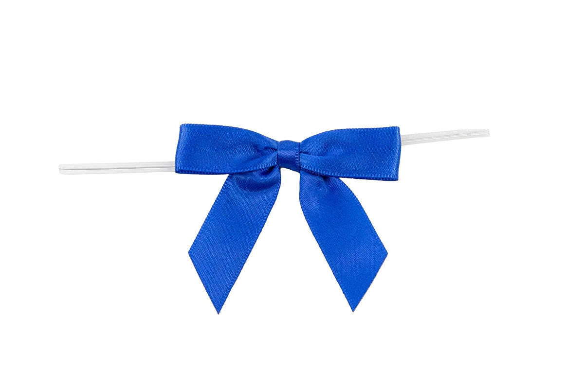 Reliant Ribbon 100 Piece Bow 2.5 Span X 1.75 Tails Twist Tie Ribbon, 5/8", Royal - Royal - 1,58cm