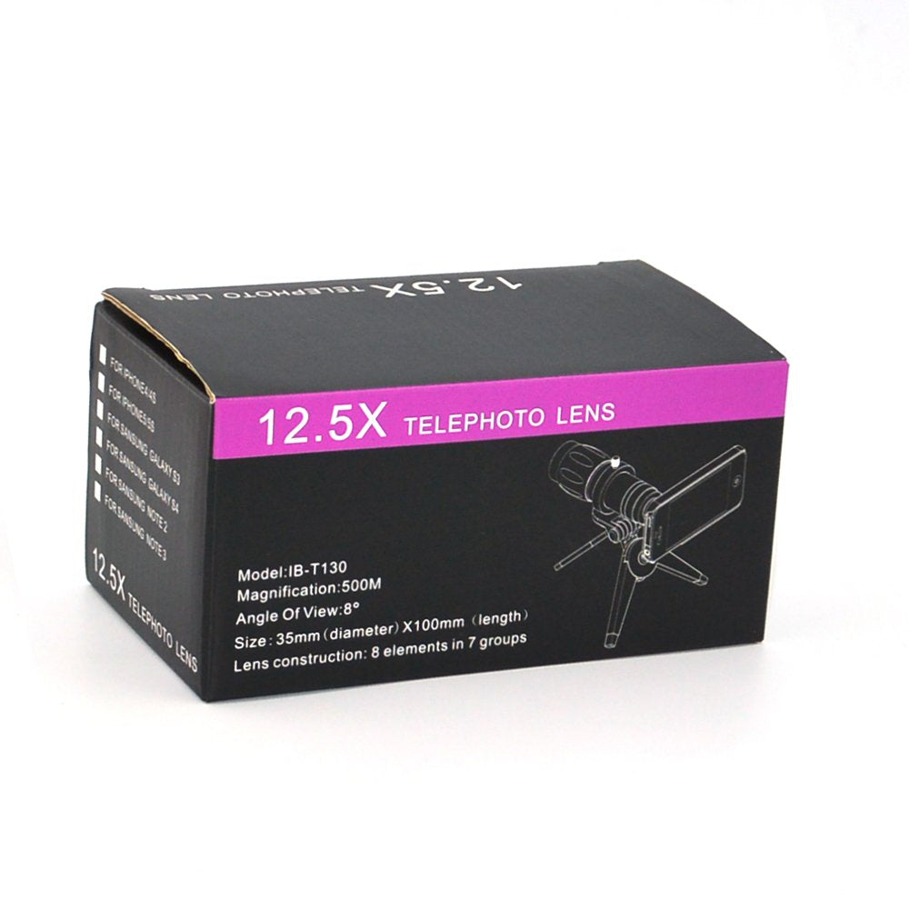 Apexel 12.5x Zoom Long Focus Camera Lens with Mini Tripod/Back Cover for Apple iPhone 5/5S
