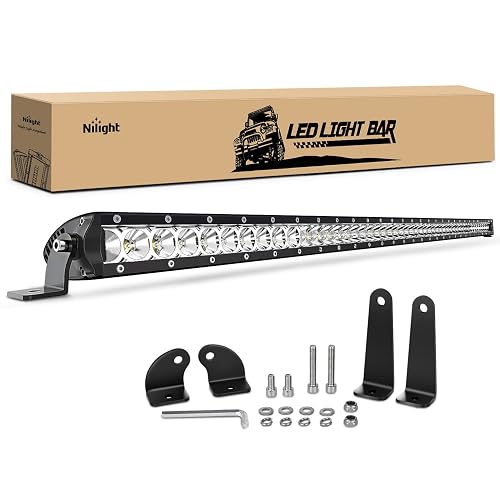 Nilight 104,1 cm Fila Única de 200 W Foco LED Luz de Trabajo Flood Combo Light Bar Fog Light Driving Lamp Off Road Luces LED - 2 Estilo Soportes de Montaje, Garantía de 2 Años