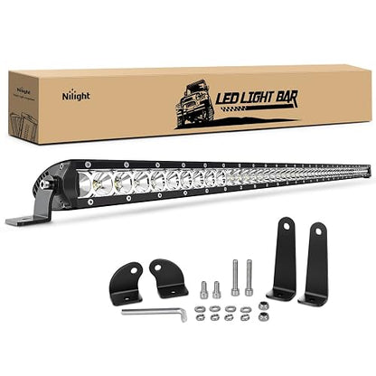 Nilight 104,1 cm Fila Única de 200 W Foco LED Luz de Trabajo Flood Combo Light Bar Fog Light Driving Lamp Off Road Luces LED - 2 Estilo Soportes de Montaje, Garantía de 2 Años