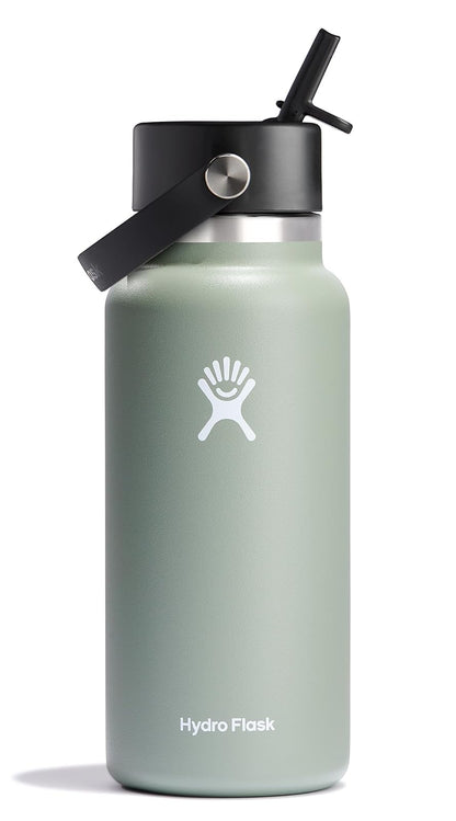 Hydro Flask Botella con Tapa de Popote Flexible, Acero Inoxidable - 32 onzas - Agave