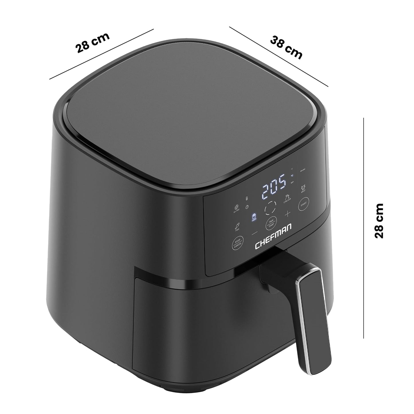 Chefman | Freidora de Aire Digital de 5.7 Litros de capacidad | TurboFry | Control Digital de un solo Toque