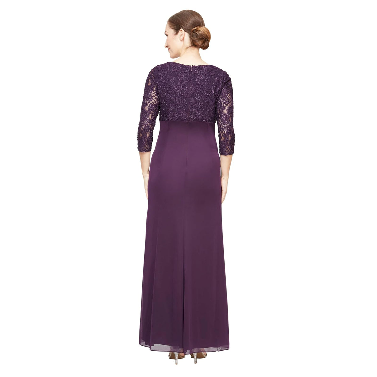 Alex Evenings Vestido Largo de Encaje con Cintura Imperio Vestido para ocasión Especial para Mujer
