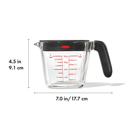 OXO Good Grips - Taza medidora de vidrio con tapa de 2 tazas