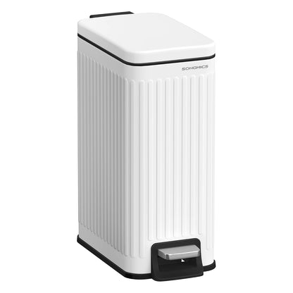 SONGMICS Cubo de Basura para Baño 6 L con Tapa Acero Inoxidable - Blanco - 1.6 Gal.