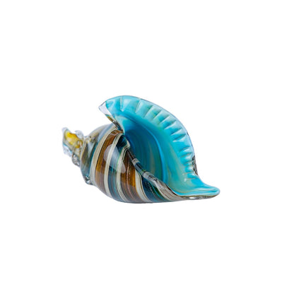 Running Caracol de Mar | Adornos para Sala, Oficina y Escritorio | Figura de Cristal | Rayas Azul y Café