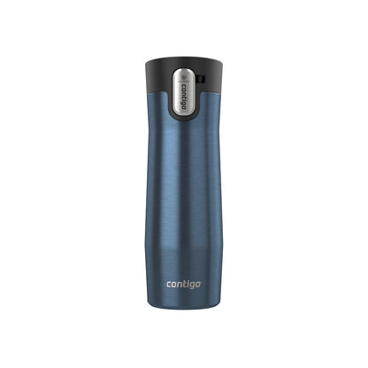 Contigo Vaso Térmico West Loop, Acero Inoxidable, Antiderrames - Azul Metalizado - 0.6 Litros - West Loop 3.0