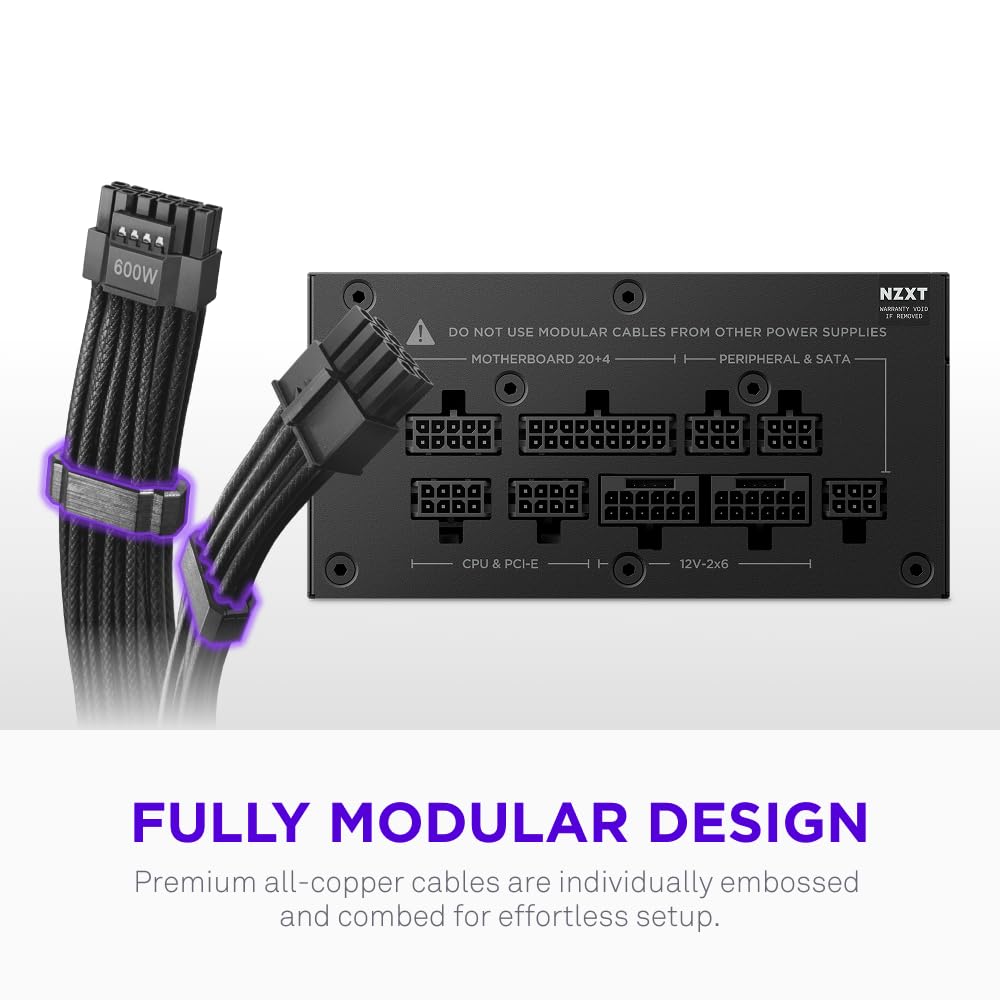 NZXT C850 SFX Gold - Fuente de alimentación SFX ATX 3.1 de 850 W - 80 Plus Gold - Cybenetics Platinum - Totalmente Modular - PCIe 5.1 600W 12V-2x6 - Condensadores japoneses - Negro