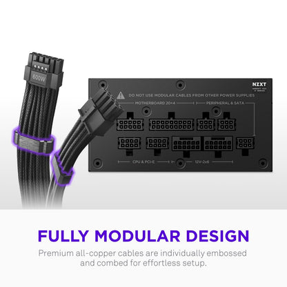 NZXT C850 SFX Gold - Fuente de alimentación SFX ATX 3.1 de 850 W - 80 Plus Gold - Cybenetics Platinum - Totalmente Modular - PCIe 5.1 600W 12V-2x6 - Condensadores japoneses - Negro
