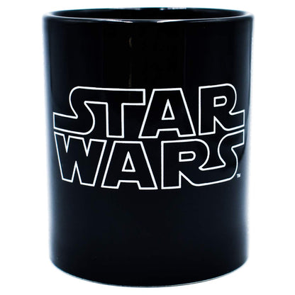 Fun Kids 1738-99 Tarro de Cerámica que brilla en la Obscuridad Star Wars- Darth Vader Luke Skywalker de Cerámica 320 mililitros Altura 11 cm x Diámetro de la boca 8 cm 1 Taza Negra