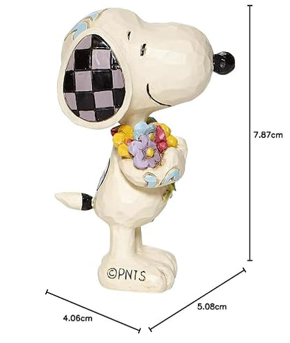 Enesco Peanuts by Jim Shore Snoopy Holding Spring Flowers - Figura en Miniatura, 3 Pulgadas, Multicolor, Blanco