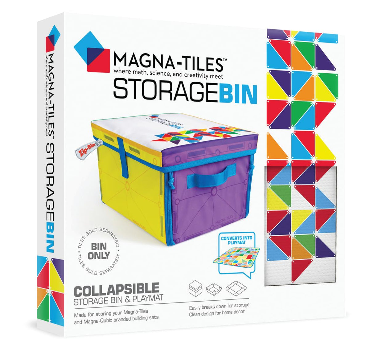 Magna-Tiles - Papelera de Almacenamiento y Alfombra de Juegos interactiva, Plegable con Asas para Sala de Juegos, clóset, recámara, organización del hogar y Aula, cubeta de 32 x 28 x 8 Pulgadas