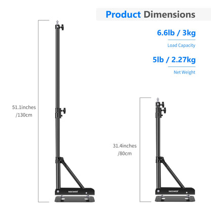 NEEWER Wall Mounting Triangle Boom Arm para Luz de Anillo & Fotografia Gear | Para Monolight, Softbox, Reflector, Sombrilla, y Strobe Luz, Support 180 Degree Rotation, Max Length 4.3 Ft/130cm (Negro)