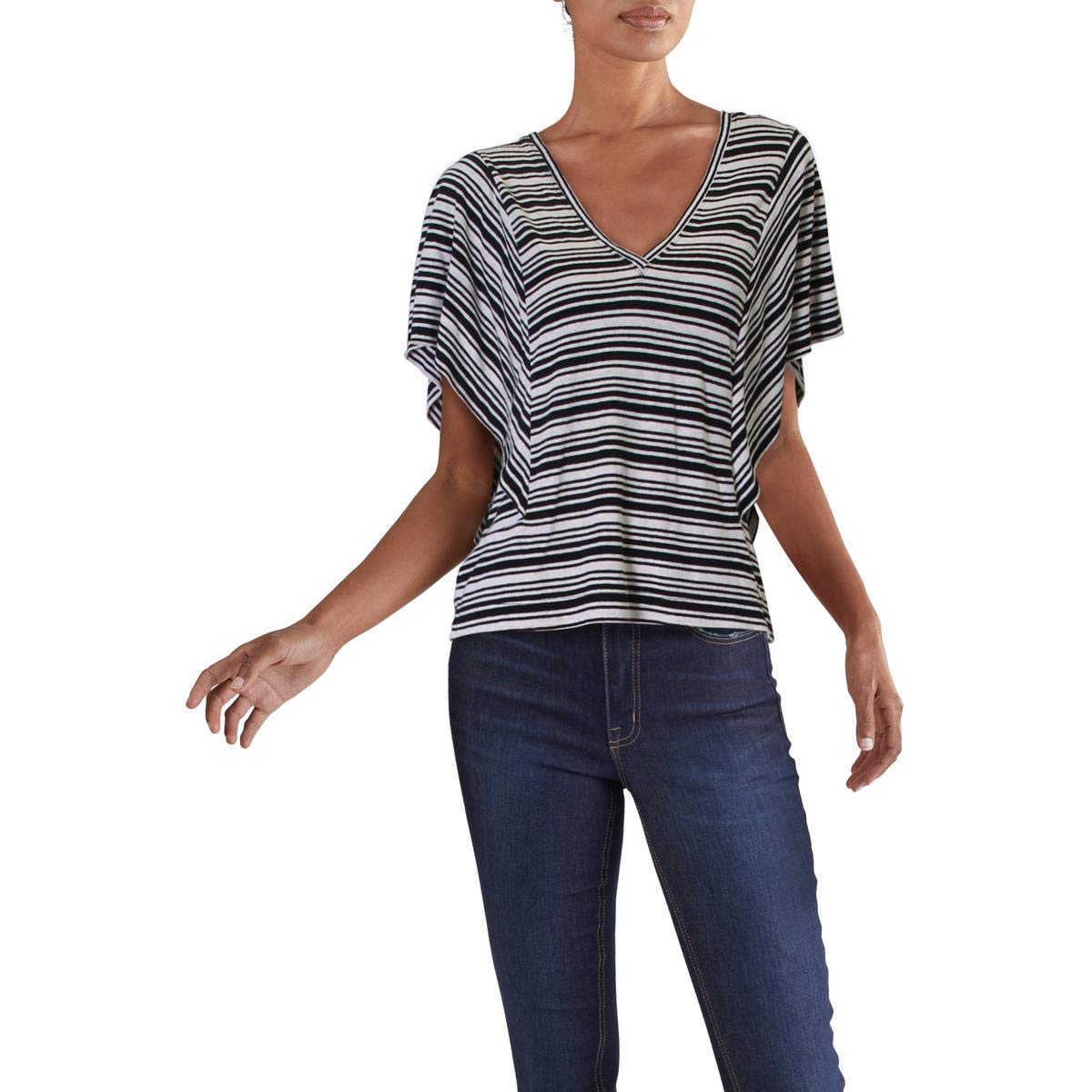 BCBGMAXAZRIA Playera de Manga Corta con diseño de Rayas. Camisa para Mujer