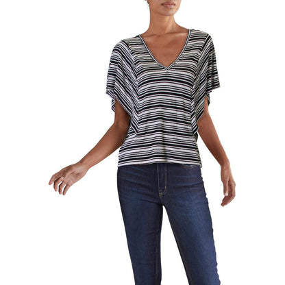 BCBGMAXAZRIA Playera de Manga Corta con diseño de Rayas. Camisa para Mujer
