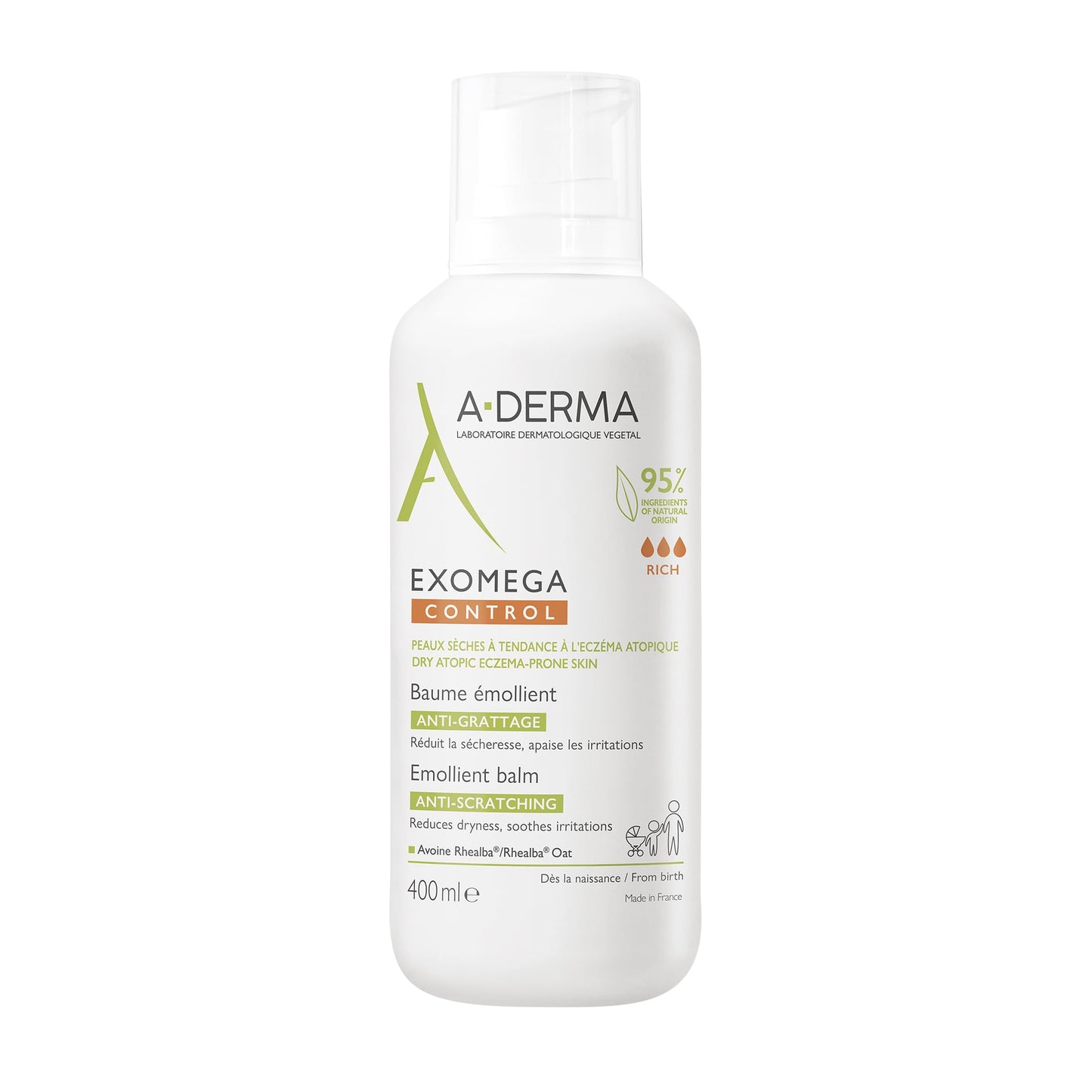 A-Derma Exomega Control Bálsamo Emoliente Anticomezón, 400ml