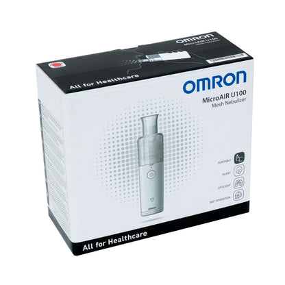 OMRON MicroAIR NE-U100 Nebulizador Portátil, Silencioso y Compacto | Tecnología Mesh, nebuliza en cualquier posición (360°). Tamaño bolsillo, 120 g. Uso con 2 pilas, aprox. 4 h. Garantía 3 años.