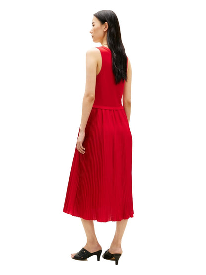 Tommy Hilfiger Sleeveless Midi Tank Dress Pleated a Line Dress Vestido Informal Mujer