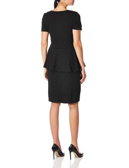 Star Vixen SS Classic Str Ponte Peplum Vestido