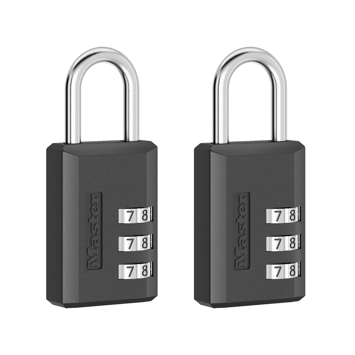 Master Lock Candado de Combinación Negro, Cerradura de Casillero de Gimnasio Interior con Código Personalizable de 3 Dígitos para Equipaje, Mochilas, Gabinetes, Paquete de 2, 647EC2