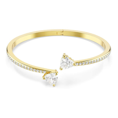 Swarovski Brazalete Mesmera Attract, Corazón, Blanco, Baño tono oro