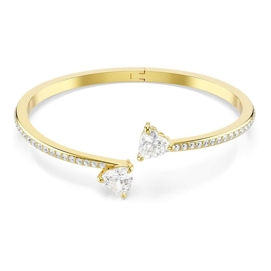 Swarovski Brazalete Mesmera Attract, Corazón, Blanco, Baño tono oro
