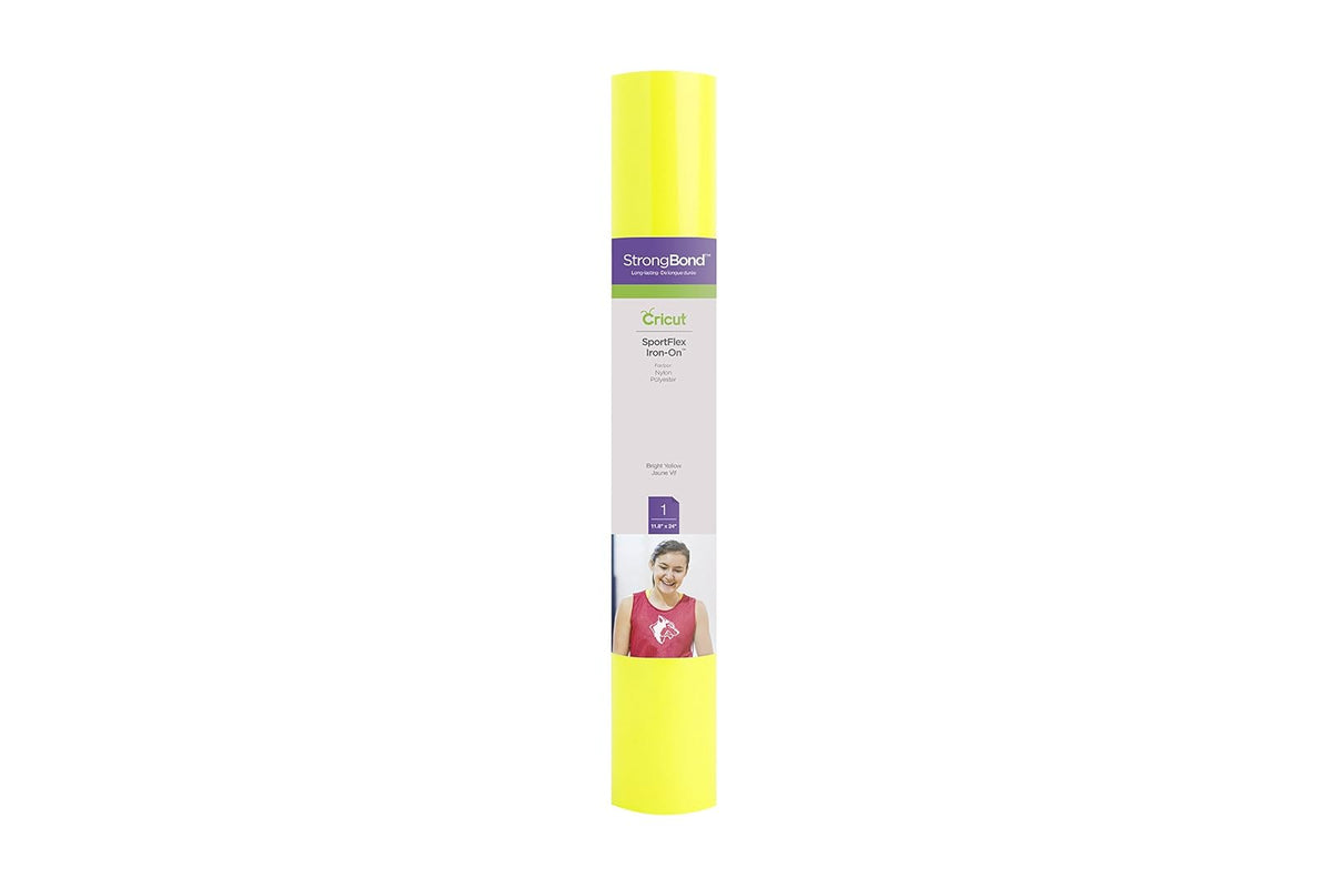 Cricut SportFlex Vinil Textil Termoadherible, 12 x 24 pulg - Paquete de 1 - Amarillo brillante