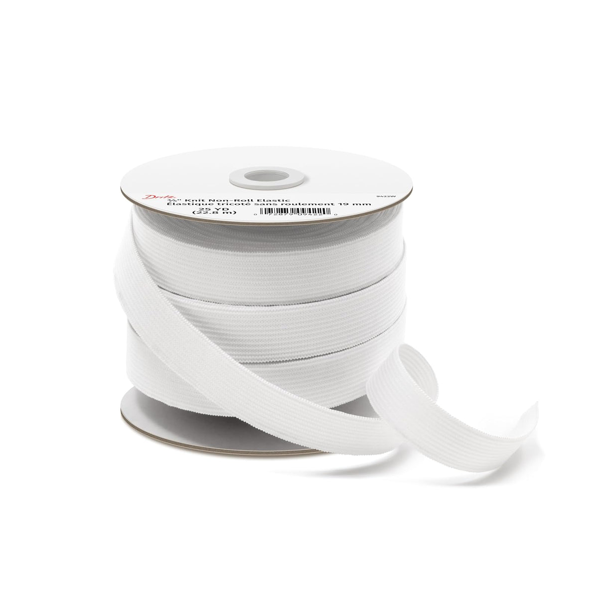 Dritz 9422W elástico de Punto no Enrollable, Blanco, 3/4 Pulgadas por 25 Yardas