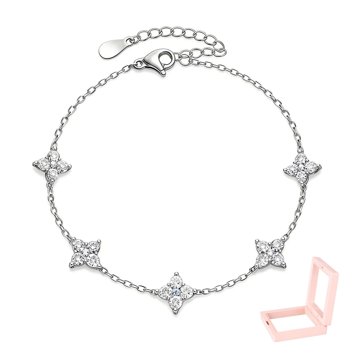 Xyphielle Pulsera de Trébol de la Suerte Color Plata para Mujer, Joyería para Mujer Regalo para Novia Esposa Mamá, Elegante para San Valentín Navidad Aniversario Cumpleaños