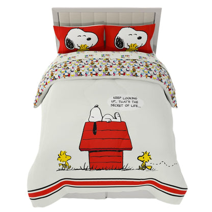 Franco, Charlie Brown & Snoopy Classic - Juego de edredón y sábanas súper Suaves, 5 Piezas, tamaño Matrimonial, Producto Oficial con Licencia.
