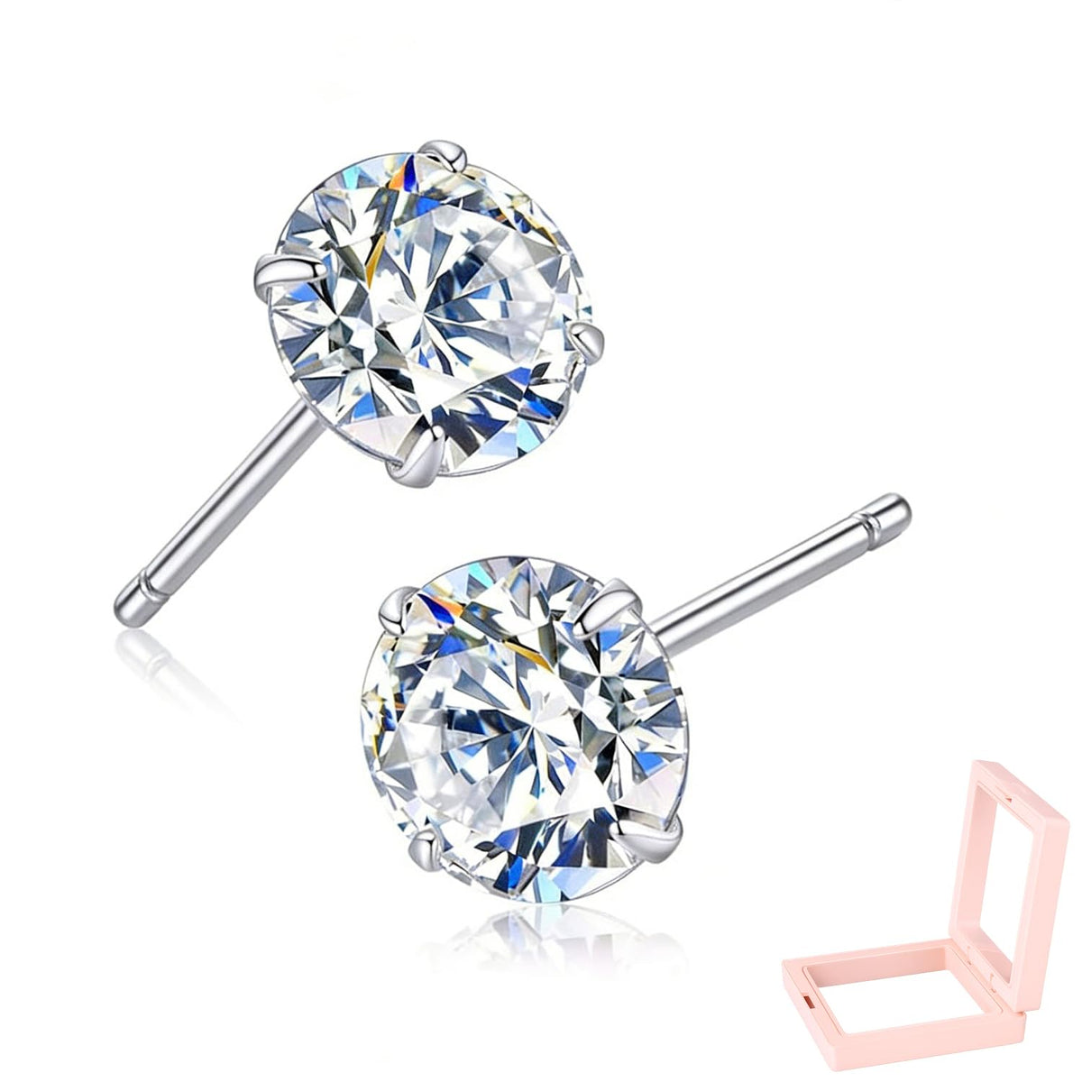 Xyphielle Aretes de zirconio mini de plata esterlina S925, incrustados con diamantes llenos, estilo minimalista coreano, zirconio de 5 mm