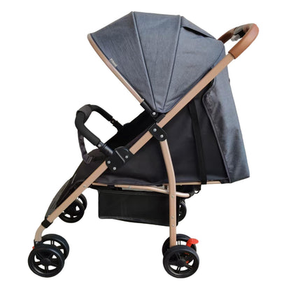 PRINSEL | Carriola Mónaco LX para Bebé | Gris | 0-3 Años | Plegado con Una Mano | 8 Ruedas | Manubrio Semi-Piel | Respaldo Ajustable | Canastilla Amplia