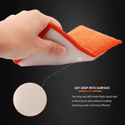 SPTA - Esponja de Limpieza Interior de Automóvil, 8 Unidades, aplicador de Cera de Microfibra para Automóvil, Barco, Madera, mármol y Motocicleta, 6 x 3.3 x 0.8 Pulgadas, Naranja