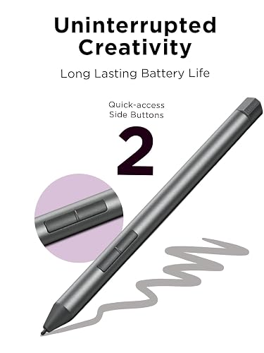 Lenovo Bolígrafo Digital 2 (portátil) – Respuesta Ultra táctil – 4.096 Niveles de presión – Punta de elastómero de Tacto Natural – Duración extendida de la batería – Plata