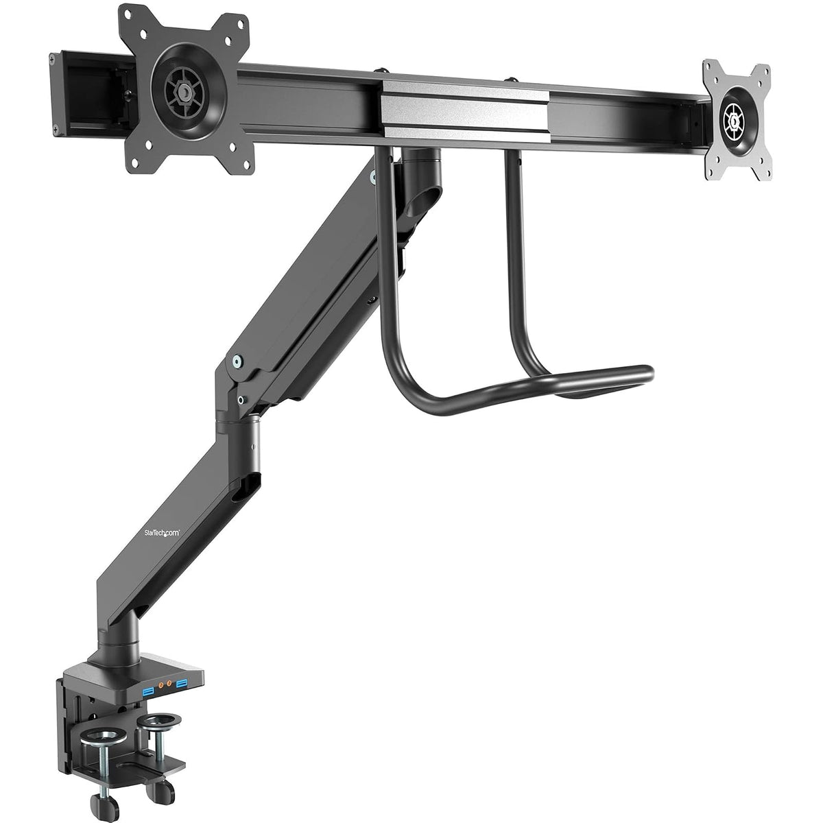 StarTech.com Soporte de Escritorio con Brazos para 2 Monitores VESA Entre 17" y 32" VESA - Altura de Ajuste Sincronizado - 2 x USB 3.0 (ARMSLIMDUAL2USB3)