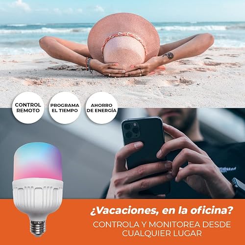 Tecnolite Connect - Foco Inteligente Luz LED RGB Atenuable 20 W, Control App Connect, Compatible con Alexa, WiFi y Bluetooth, Casa Inteligente, Ahorro de Energía, Iluminación Interior y Exterior