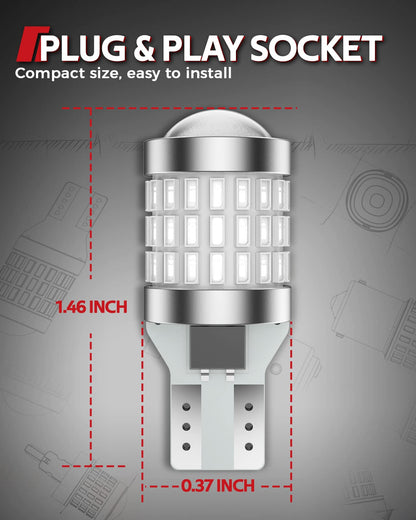 Torchbeam 921 912 Bombilla LED Roja, Luces Traseras de Tercer Freno LED, T15 906 904 W16W Luz Roja de Tercer Freno para Autos/Camiones Super Brillante, Paquete de 2