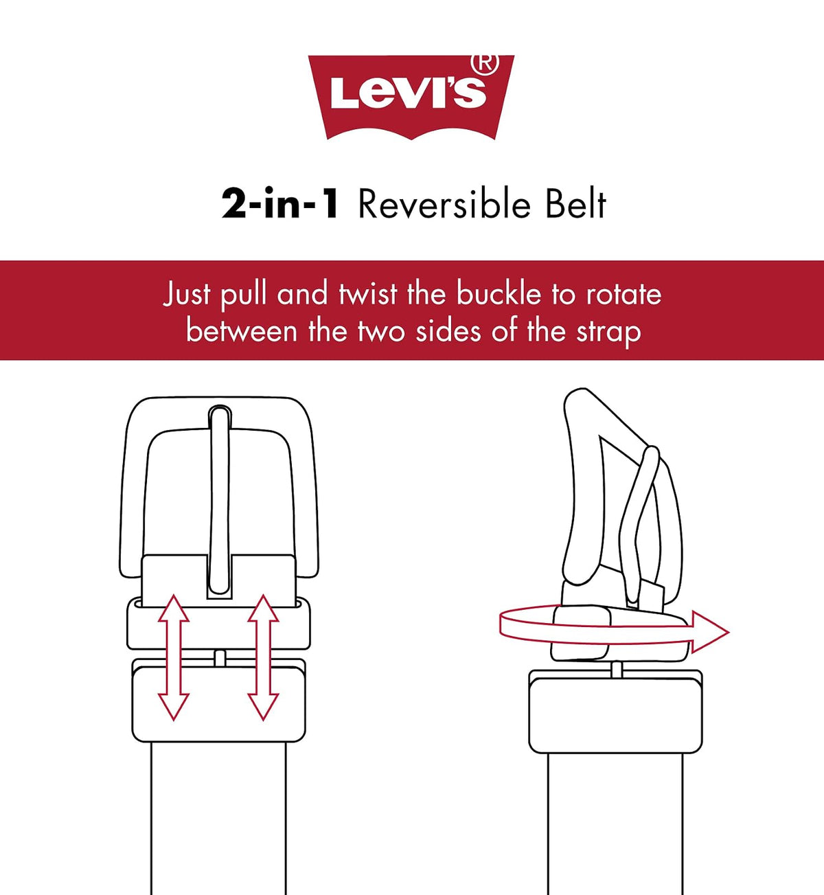 Levi's Cinturón Reversible, color Negro/Café