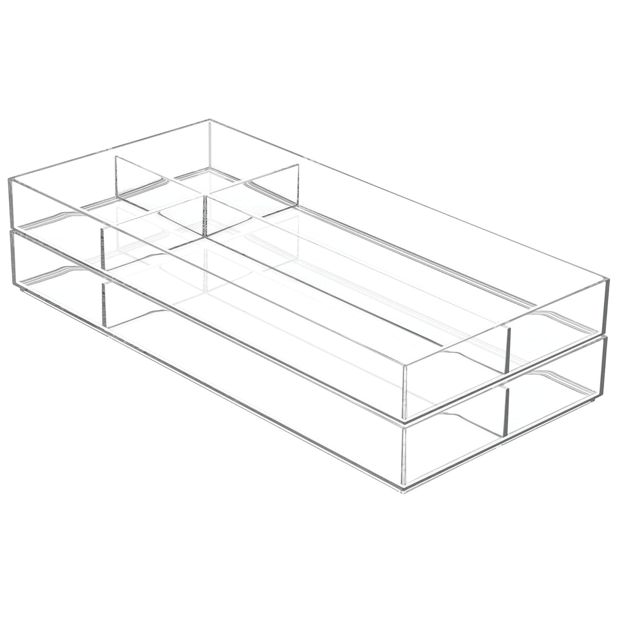 InterDesign 40850 Clarity Cosmetic Drawer Organizer for Vanity Cabinet to Hold Makeup, Beauty Products, Clear, 8 x 16 x 2
