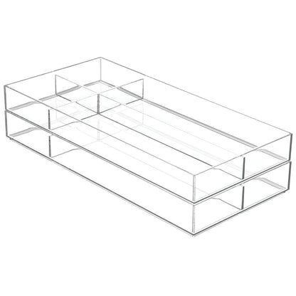 InterDesign 40850 Clarity Cosmetic Drawer Organizer for Vanity Cabinet to Hold Makeup, Beauty Products, Clear, 8 x 16 x 2