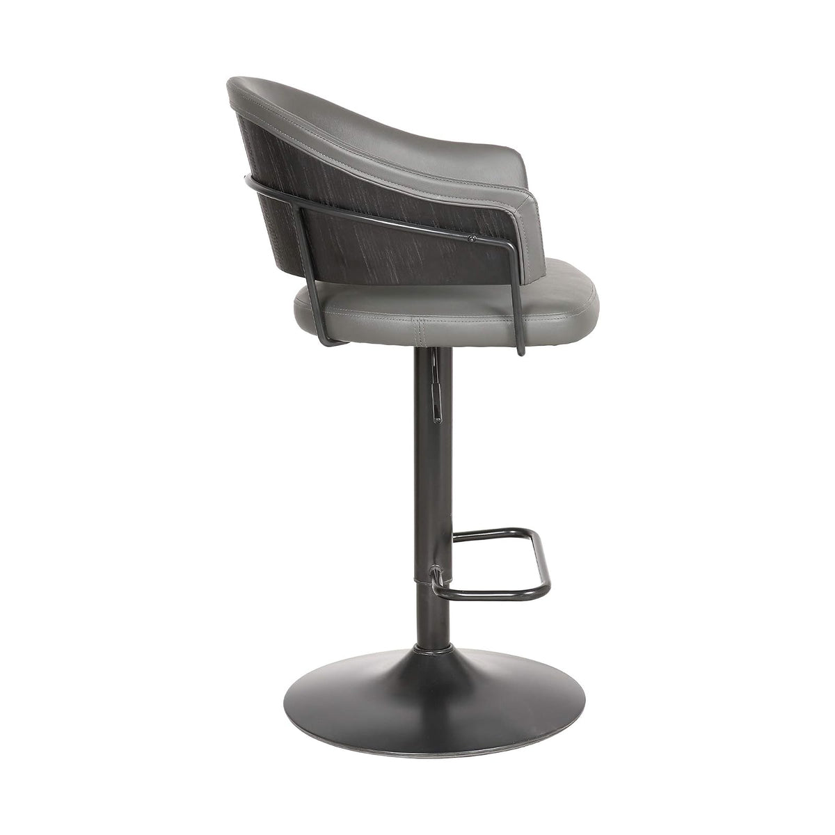 Armen Living Brody Taburete Giratorio de Piel sintética, Ajustable, Gris/Negro