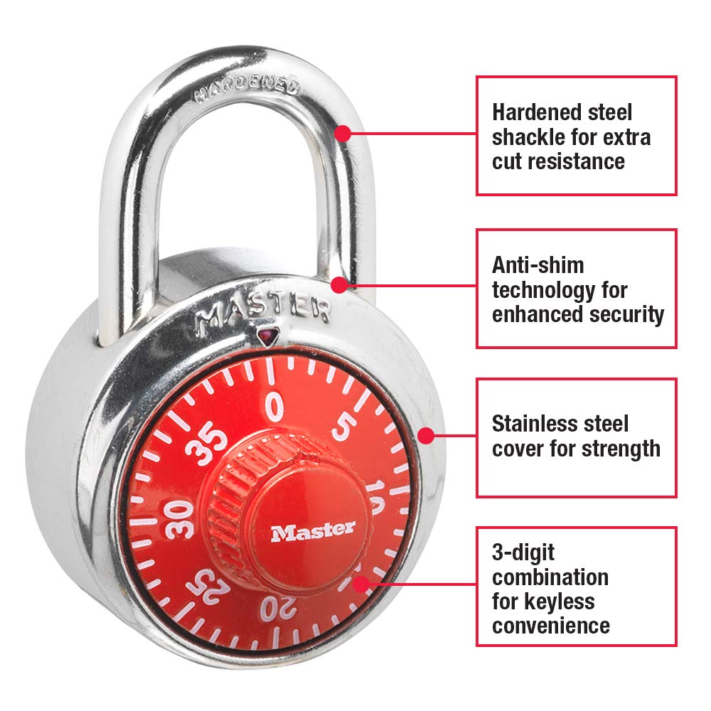 Master Lock 1506D - Candado de combinación, Rojo
